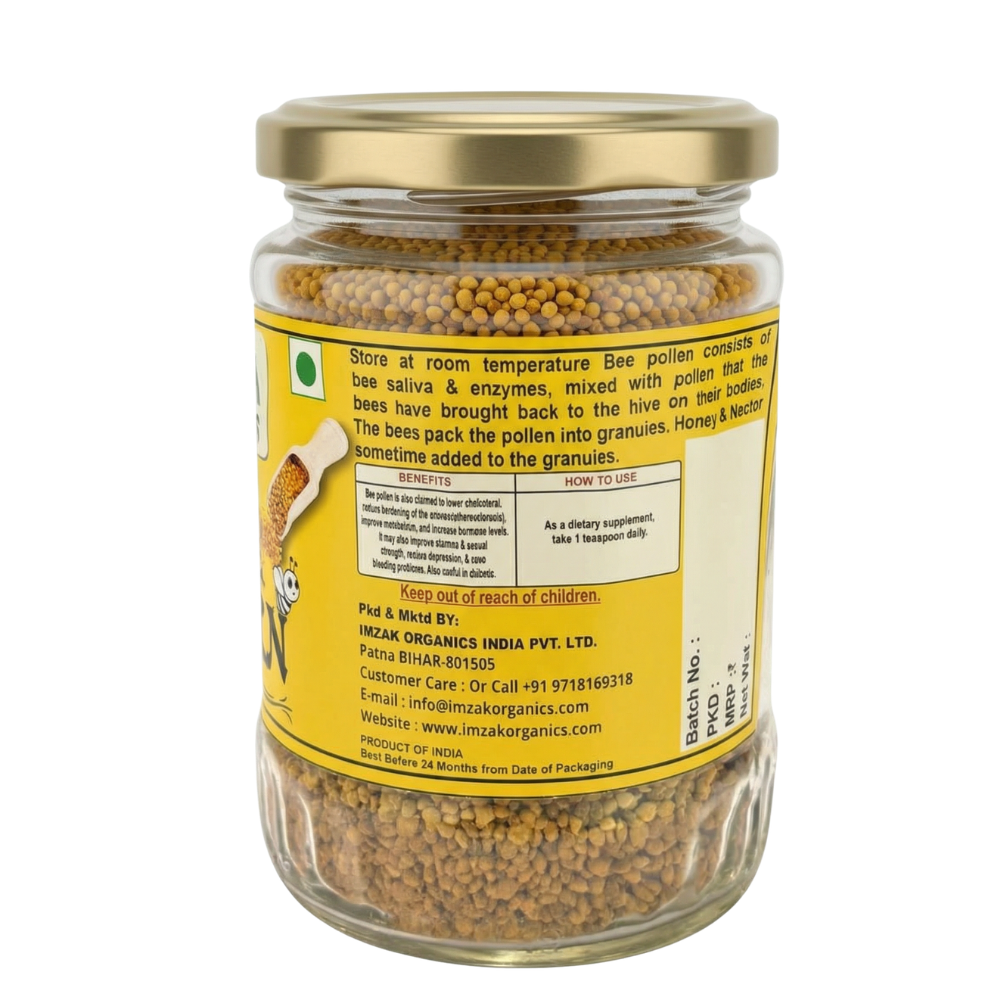 Imzak Organics | Bee Pollen Granules – Natural Superfood Rich in Protein & Vitamins | Raw Bee Pollen