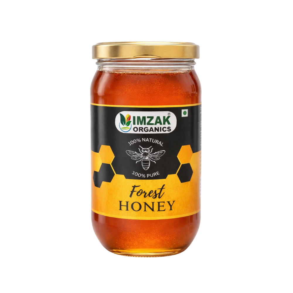 Imzak Organics Raw Forest Honey | 100% Pure & Natural | Unprocessed Wild Forest Honey | Rich Aroma & Natural Sweetener