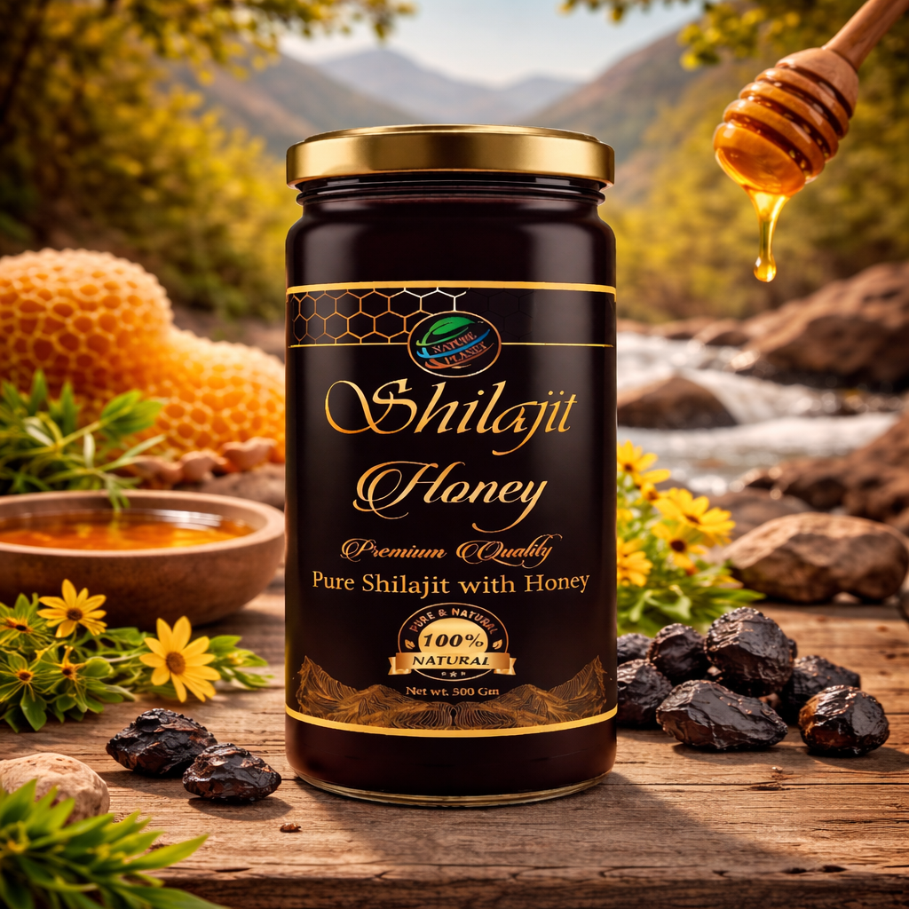 Imzak Organics | Himalayan Shilajit Honey – Pure Shilajit Infused Raw Honey | Natural Energy & Vitality Honey | Glass Jar