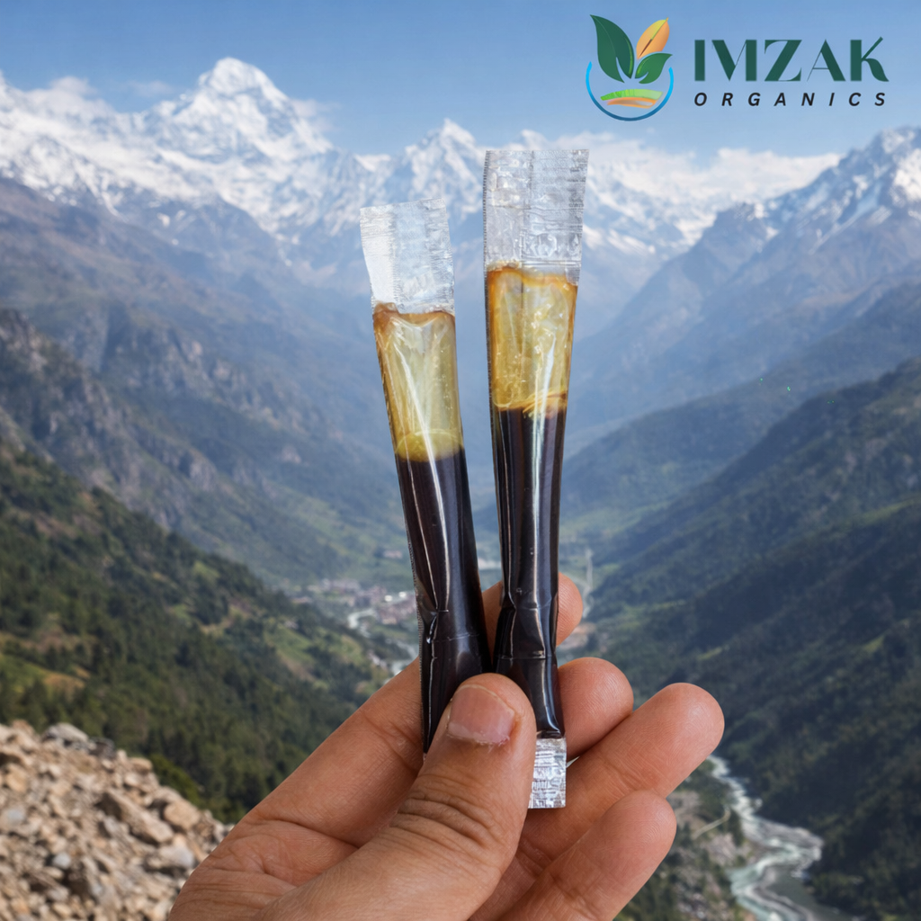 Imzak Organics | Himalayan Shilajit Honey Sticks | Raw Honey with Shilajit Energy Boost | Pack of 20