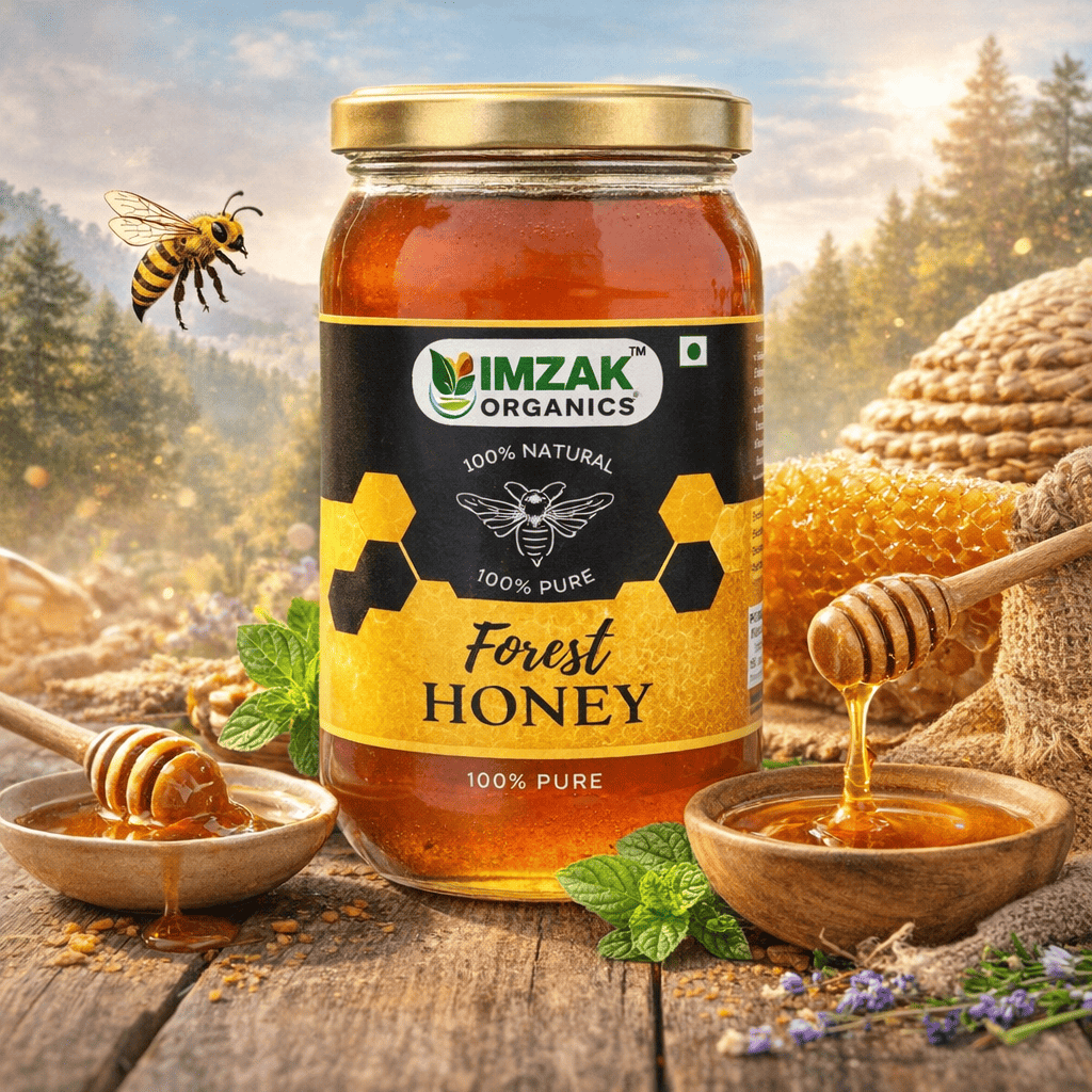 Imzak Organics Raw Forest Honey | 100% Pure & Natural | Unprocessed Wild Forest Honey | Rich Aroma & Natural Sweetener