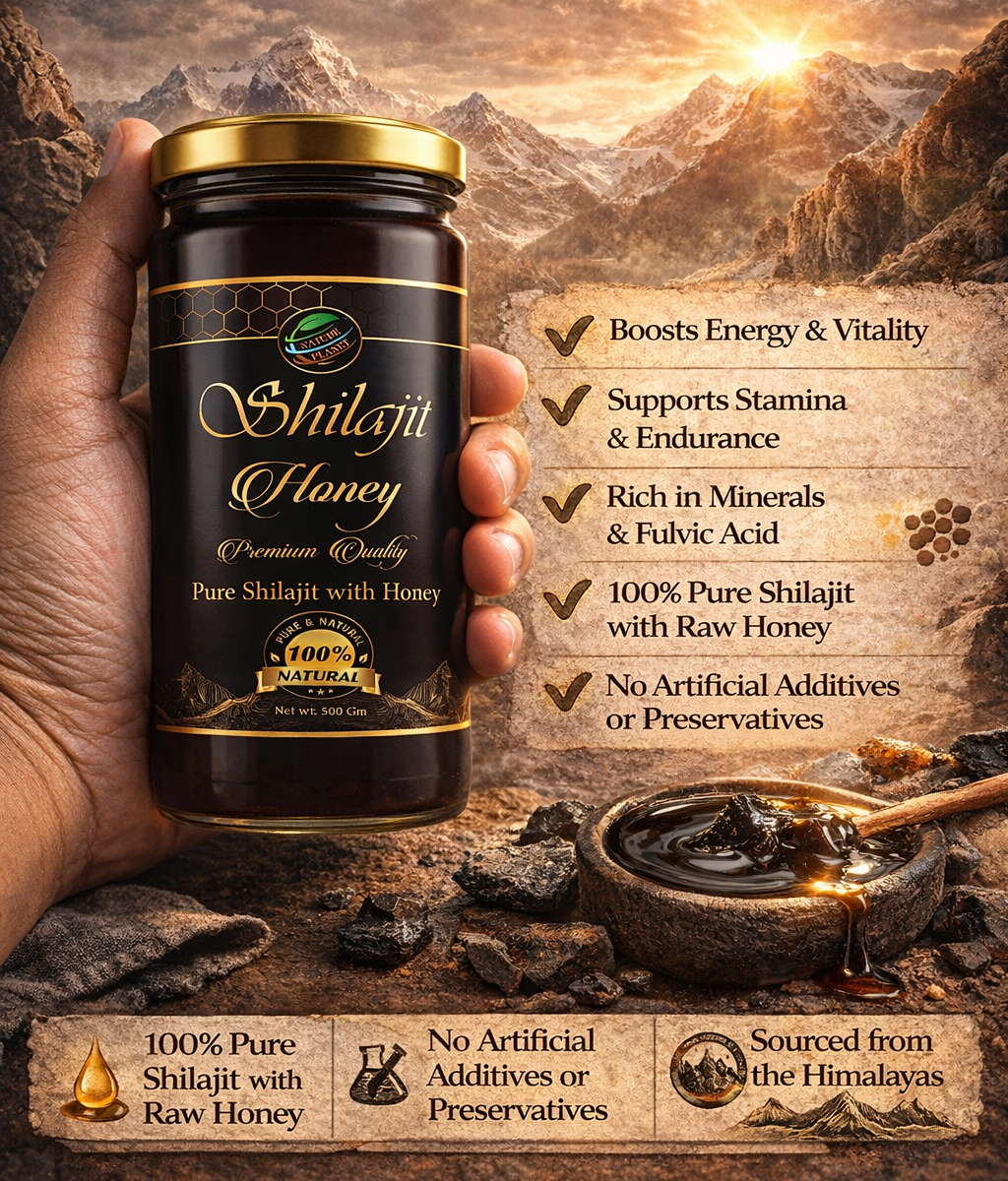Imzak Organics | Himalayan Shilajit Honey – Pure Shilajit Infused Raw Honey | Natural Energy & Vitality Honey | Glass Jar