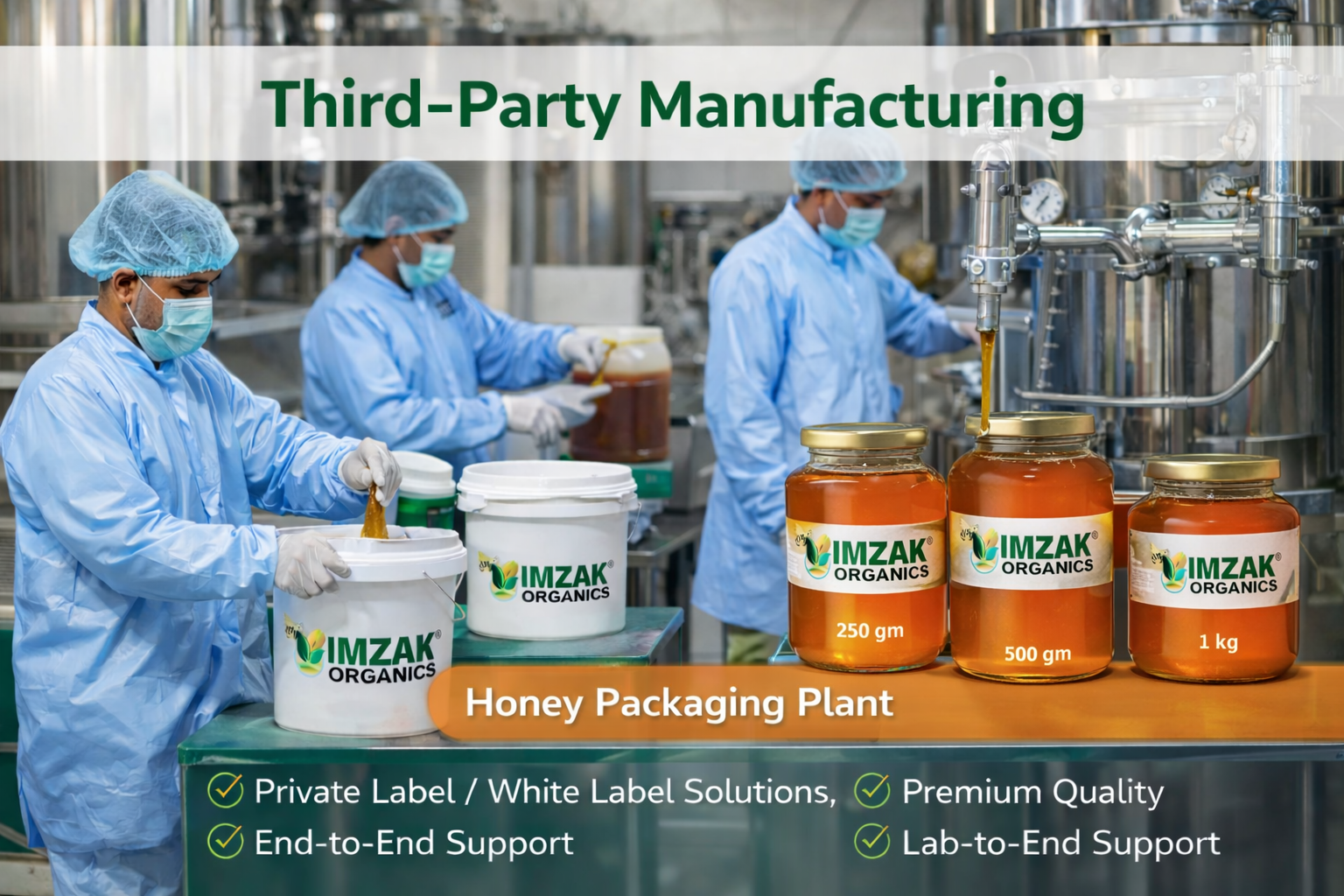 Honey packaging at Imzak Organics